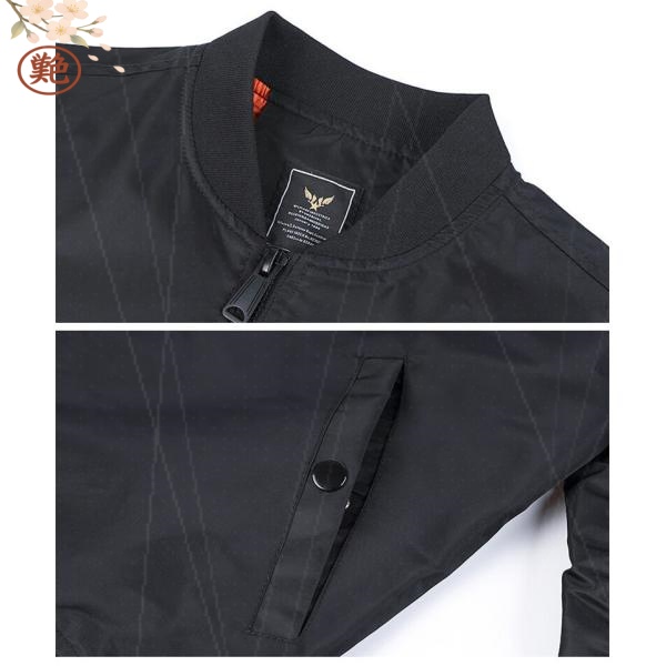 フライトジャケット 防風 ブルゾン 春秋冬 お兄系 -1 立ち襟 防寒 ジャンパー メンズ ミリタリージャケット 刺繍 スタジャン カジュアル