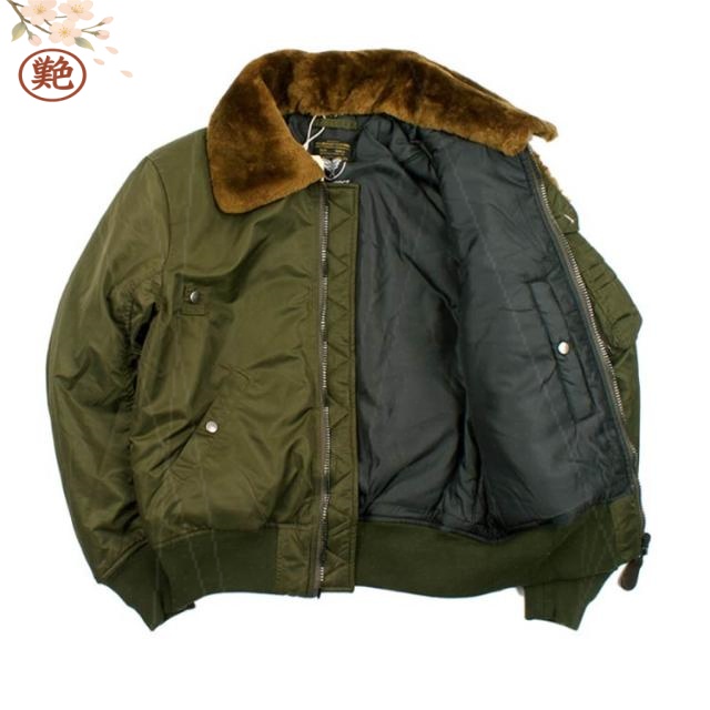 ムートンボア アウトドア 米軍 取り外し可能 ウール襟元 メンズ ミリタリージャケット ブルゾン ミリタリー 新品 ウール ミリタリー -15 アウター 中綿 フライトジャケット カスタムメイド ジャケット