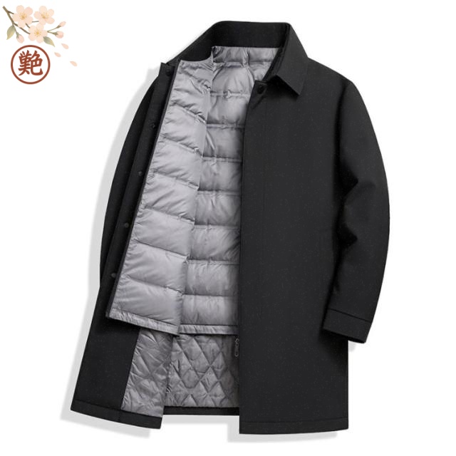 アウター ジャケット ダウン90％ 防寒 ダウンコート ダウン90％ ダウンベストライナー付き！ ビジネスコート 3way 冬コート ステンカラー ミドル フォーマル オフィス おしゃれ 通勤 高級感 紳士服