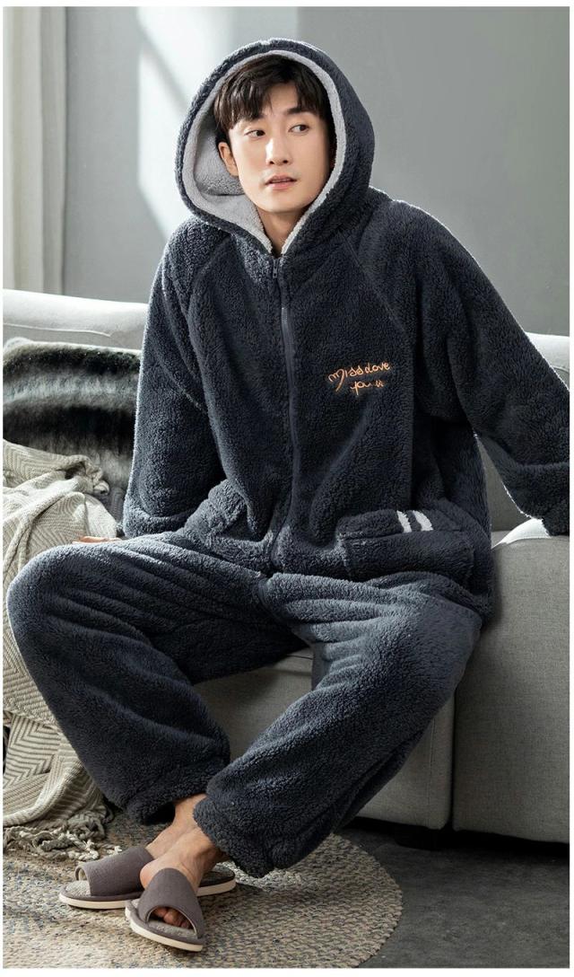 パジャマ メンズ おしゃれ フランネル つなぎルームウェア フード付き