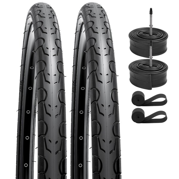 YunSCM 2本セット 700 28c タイヤ 超耐久 自転車 タイヤ 700 28c 700x28c 28-622 自転車タイヤ + 700x25/34C チューブ肉厚 仏式バルブ60mm+リムテープ+タイヤレバー 両側滑り止めパターン設計 Y-040