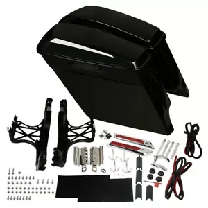 未塗装 5 インチ ストレッチ サドルバッグ ハーレー ツーリング