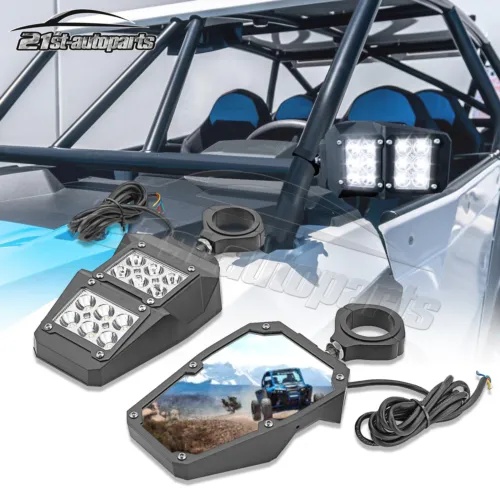 UTV リアビューサイドミラー LED スポットライト付き ヤマハ
