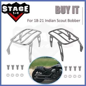 クローム/ブラック ボルトオン リア ソロ ラゲッジ ラック マウント キット 18+ インディアン スカウト ボバー用 Chrome/Black Bolt On Rear Solo Luggage Rack Mount Kit For 18+Indian Scout Bobber
