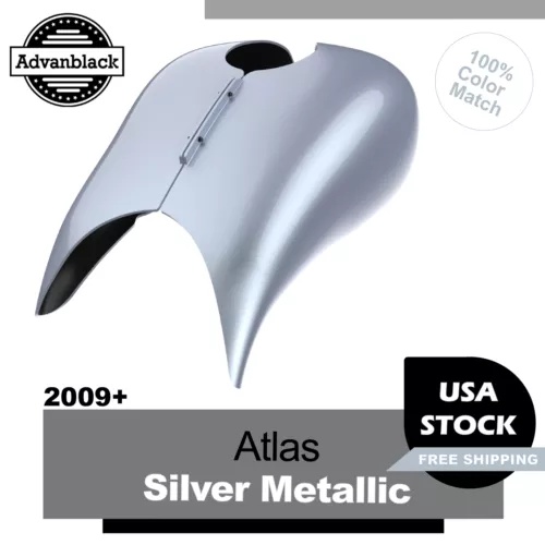 Advanblack アトラス シルバー メタリック ストレッチ拡張タンク カバー 2009+ ハーレー用 Advanblack Atlas Silver Metallic Stretched Extended Tank Cover For 2009+ Harley