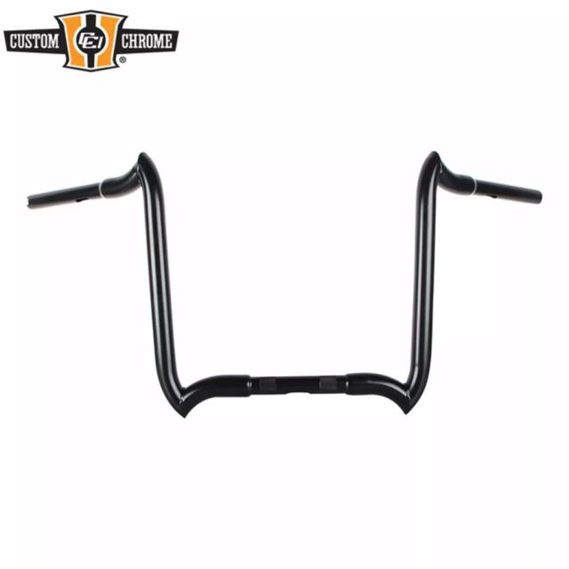 1-1/4インチ 16インチ ライズ グロスブラック 曲がったハンドルバー