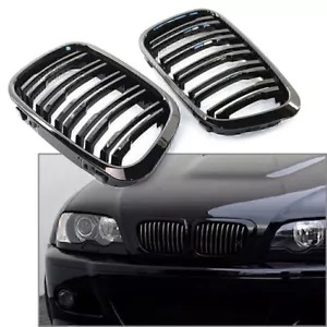 フロント ツイン バー グリル グリル フィット BMW 3 シリーズ E46 1999-2001 2002 1 ペア ブラック ABS Front Twin Bar Grille Grill Fit BMW 3 Series E46 1999-2001 2002 1Pair Black ABS