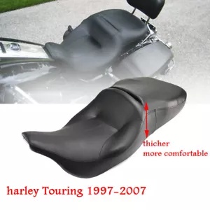 ブラック 2 アップ レザー シート サドル ハーレー FLHT エレクトラグライド スタンダード 1997-2007 用 Black 2-Up Leather Seat Saddle For Harley FLHT Electra Glide Standard 1997-2007