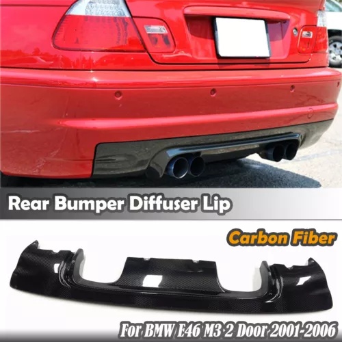 CSL スタイルカーボンファイバーブラックリアバンパーディフューザー BMW E46 M3 2 ドア 2001-06 CSL Style Carbon Fiber Black Rear Bumper Diffuser For BMW E46 M3 2 Door 2001-06