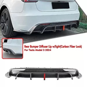 リアバンパーディフューザーリップカバーボディキットライト付きテスラ