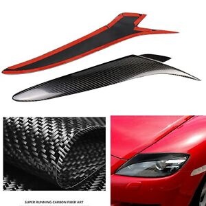 カーボンファイバー眉毛まぶたヘッドライトカバートリムマツダ RX-8 クーペ 2004-2008 Carbon Fiber Eyebrows Eyelid Headlight Cover Trim For Mazda RX-8 Coupe 2004-2008