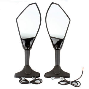 ブラックバックミラー LED ターンシグナルライト付きホンダ CBR 1000RR 600RR に適合 Black Rearview Mirrors W/ LED Turn Signal Light Fit For Honda CBR 1000RR 600RR