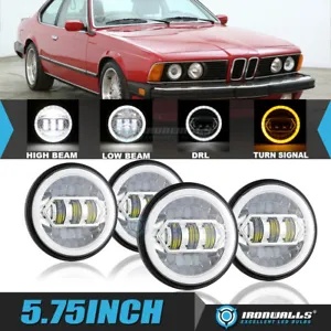 4個 5.75インチ 5-3/4インチ ラウンド LED ヘッドライト DRL プロジェクタービーム BMW ベース 1969-1988用 4pcs 5.75" 5-3/4" Round LED Headlight DRL Projector Beam for BMW Base 1969-1988