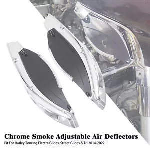 2x クロームバットウィング調整可能なフェアリングサイドウィンド、スモークレンズエアウィンドディフレクター付き 2x Chrome Batwing Adjustable Fairing Side Wind w/ Smoke Lens Air Wind Deflectors