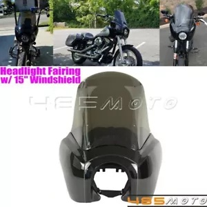 フロントアッパーフェアリング 15インチフロントガラス付き ハーレーソフテイル FXBB FXST用 Front Upper Fairing w/ 15" Windshield Windscreen For Harley Softail FXBB FXST