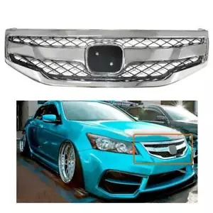 クロームフロントバンパーフードハニカムグリルグリルホンダアコードセダン 2011-2012 Chrome Front Bumper Hood Honeycomb Grille Grill For Honda Accord Sedan 2011-2012