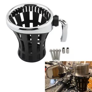 1 セットブラック & クロームユニバーサルオートバイ修正されたハンドルバードリンクカップホルダー新 1Set Black&Chrome Universal Motorcycle Modified Handlebar Drink Cup Holder New