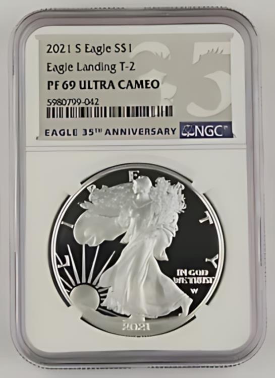 2021 S アメリカン 1 オンス シルバー イーグル プルーフ $1 コイン タイプ 2 NGC PF69 35 周年記念