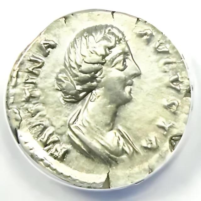 ファウスティナ ジュニア AR デナリウス シルバー ローマ コイン 161-175 AD - 認定 ANACS XF45