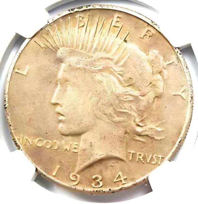 1934-S Peace Silver Dollar $1 コイン - 認定 NGC AU 詳細 - 珍しい日付!