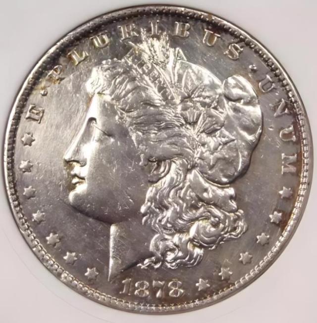 1878 年 「オープン ノーストリル」 モーガン シルバー ダラー $1 VAM-14.5 - ANACS AU Dets (Net XF40)