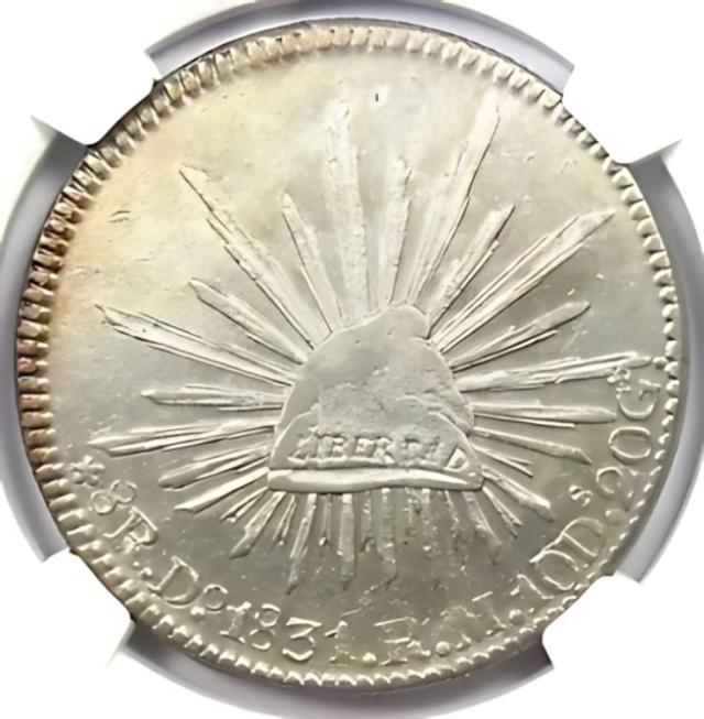 1831-Do RM メキシコ 8 レアル銀貨 8R - 認定 NGC AU 詳細 - 希少！