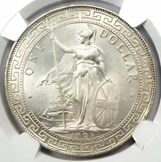 福袋 バースデイ 1909-B MS UNC T$1。認定NGC非流通詳細。 イギリス貿易ドル コレクション