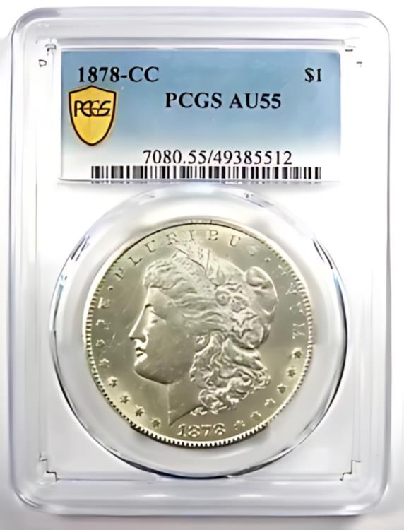1878-CC モーガン シルバー 1 ドル - PCGS AU55 認定 - 希少な