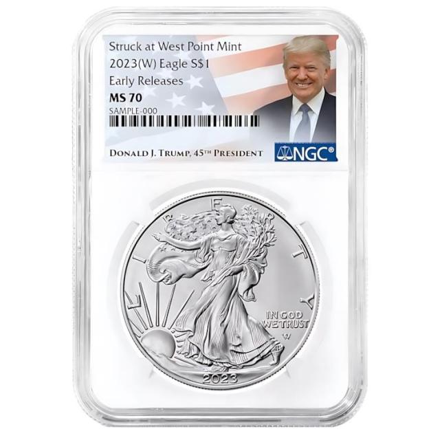 2023 (W) $1 アメリカン シルバー イーグル NGC MS70 ER トランプ ラベル