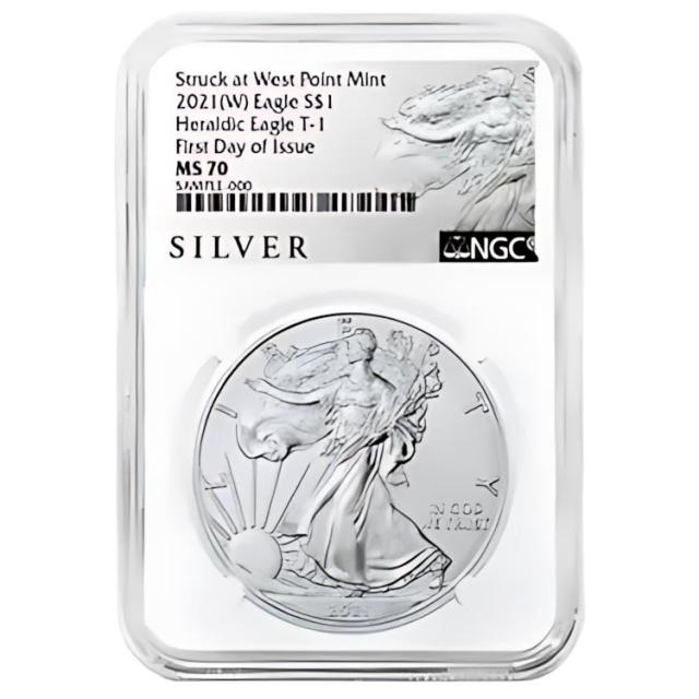 2021 (W) $1 タイプ 1 アメリカン シルバー イーグル NGC MS70 FDI ALS