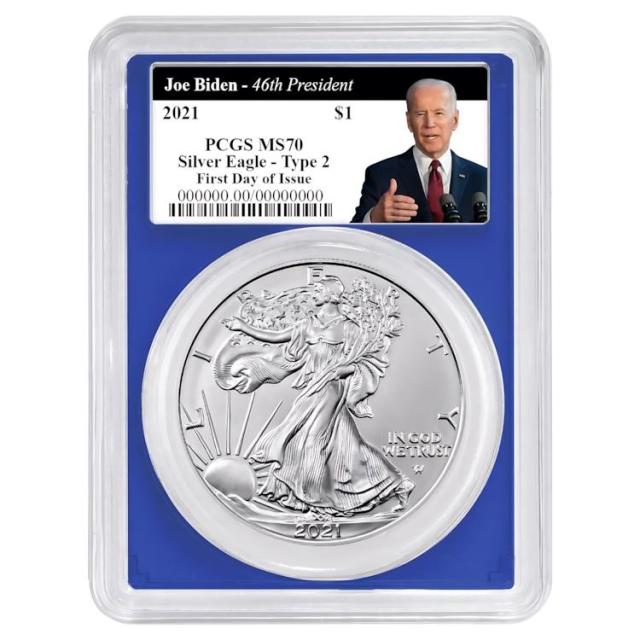 2021 $1 タイプ 2 アメリカン シルバー イーグル PCGS MS70 FDOI