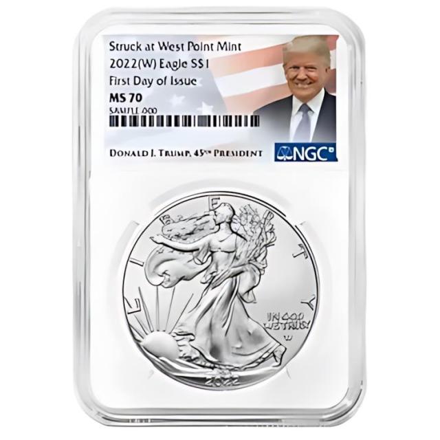 トランプ大統領ラベル　緊急製造品　NGC MS70 2020 $1 Silver Eagle MS70 トランプ大統領星条旗ラベル - メルカリ