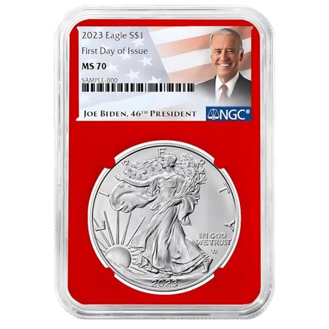 2023 $1 アメリカン シルバー イーグル NGC MS70 FDI バイデン ラベル