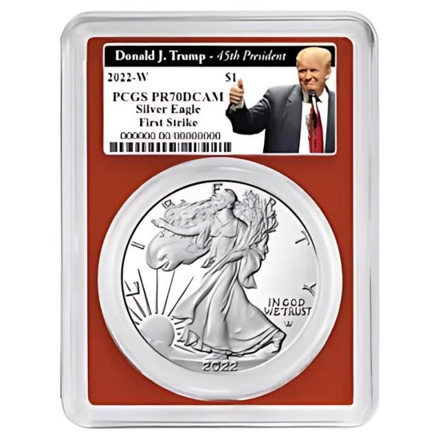 2022-W プルーフ $1 アメリカン シルバー イーグル PCGS PR70DCAM FS トランプ第 45 代大統領 L...