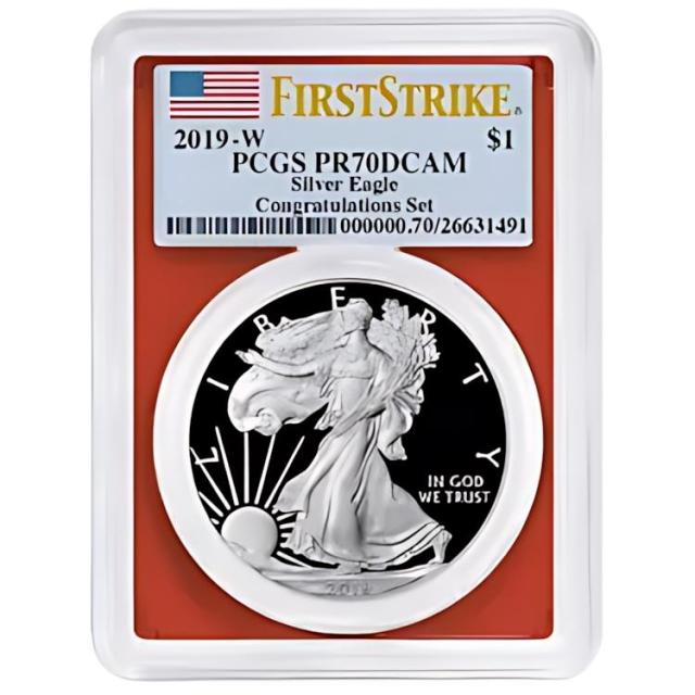 2019-W プルーフ $1 アメリカン シルバー イーグル おめでとうセット PCGS PR70DCAM ファースト...