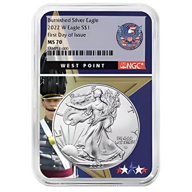 2022-W 光沢仕上げ $1 アメリカン シルバー イーグル NGC MS70