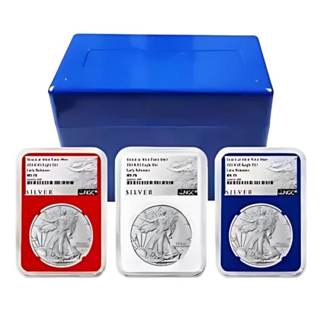 2024 (W) $1 アメリカン シルバー イーグル 3 本セット NGC MS70