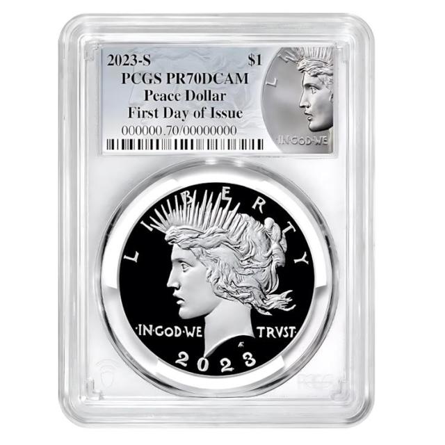2023-S プルーフ $1 平和銀ドル PCGS PR70DCAM FDOI 平和ラベル