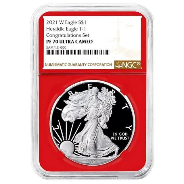 2021-W プルーフ $1 タイプ 1 アメリカン シルバー イーグル