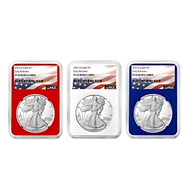 2022-S プルーフ $1 アメリカン シルバー イーグル 3 本セット NGC PF69UC ER フラグ ラベル レッド ホワイト...