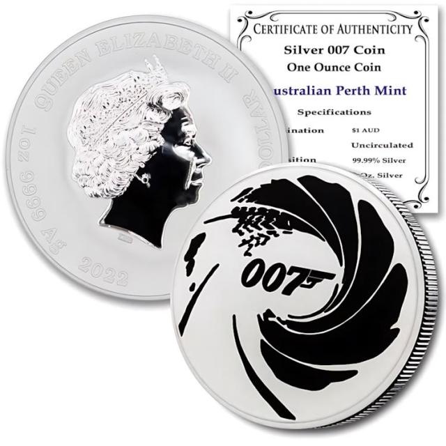 2022  最新発売007　1オンス銀貨 保証書・カプセル付き] 2022年 (新品) ツバル「ジェームズ