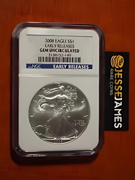 2008 $1 アメリカン シルバー イーグル NGC ジェム 未流通 初期
