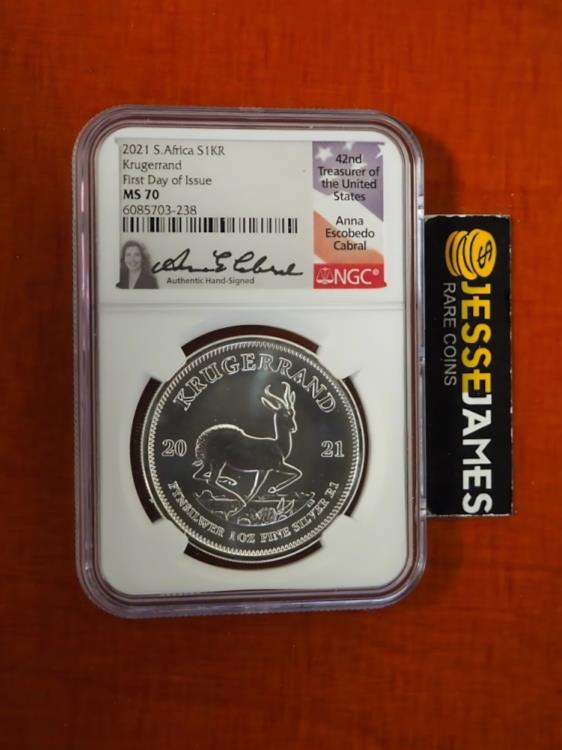 2021 南アフリカ シルバー クルーガーランド NGC MS70 初日発行 アンナ