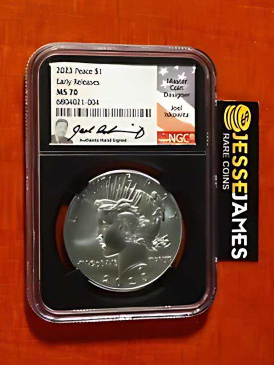 2023 $1 シルバーピースダラー NGC MS70 早期リリース ジョエル・イスコウィッツのサイン入りラベル