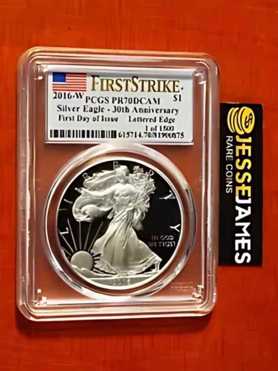 2016 W プルーフ シルバー イーグル PCGS PR70 フラッグ 発行初日 30 周年記念 LE