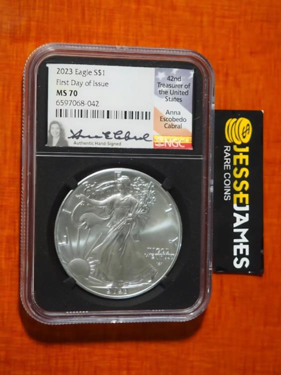 2023 5$ ゴールド イーグル Pcgs MS70 発行初日の銘板と Pcgs