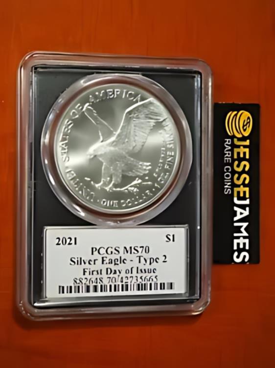 2021年 シルバーイーグル  PCGS MS70 2021 シルバー イーグル PCGS MS70 フラッグ エミリー ダムストラ 直筆