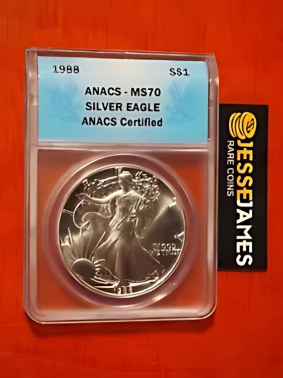 1988 $1 アメリカン シルバー イーグル ANACS MS70 ブルーラベル