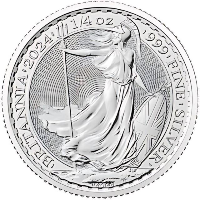 2024 イギリス シルバー ブリタニア 1/4 オンス 50 ペンス BU 1 ロール