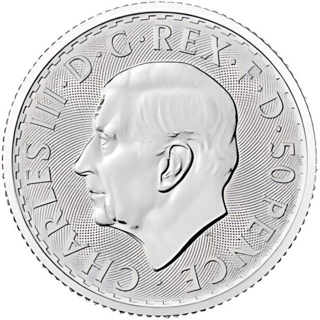 2024 イギリス シルバー ブリタニア 1/4 オンス 50 ペンス BU 1 ロール